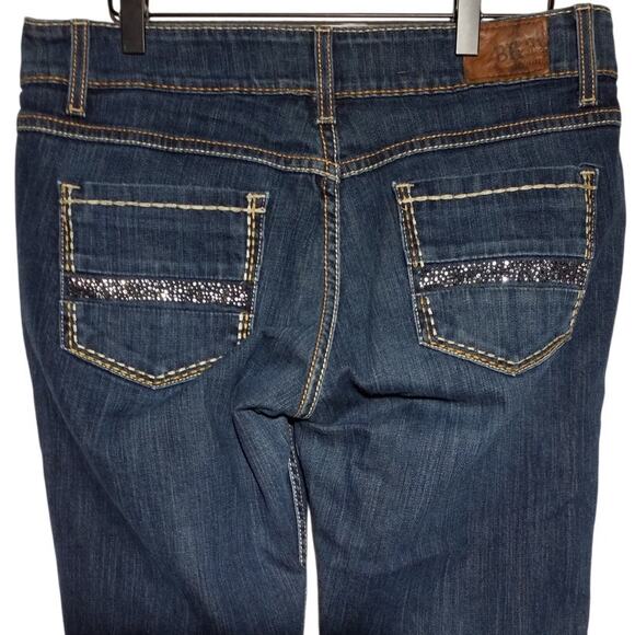 BKE Denim Culture Womens 31L Dark Wash Bootcut Stretch Embellished Jeans - Picture 4 of 9